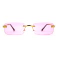 thumbnail image 3 of Art Nouveau Luxury 90s Rimless OG Narrow Rectangle Sunglasses Gold Solid Pink, 3 of 4