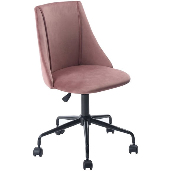 FurnitureR Cian Swivel Seat Modern Velvet Upholstered Task Chair in Rose Pink