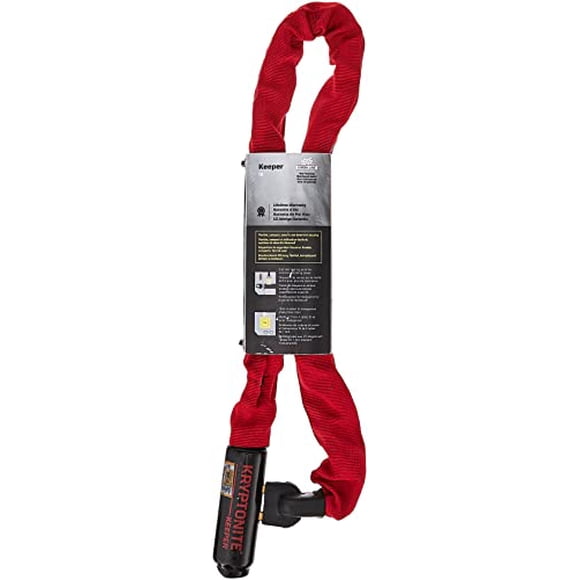 Kryptonite Keeper 785 Integrated Bicycle Lock Chain Bike Lock, 33.5-Inch, Red