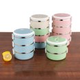 thumbnail image 4 of Binwennn Stackable Lunch Stainless Steel Thermal Insulated Bento Lunch Container Leakproof Food Storage Container For Kids Bento Picnic School Food Container Small Teal Table Small Dining Table Set, 4 of 7