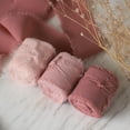 thumbnail image 4 of 3Pcs Fringe Chiffon Ribbon 2\" x 5 Yards Handmade Frayed Ribbon for Bridal Pink Series, 4 of 8
