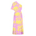 thumbnail image 5 of TMOYZQ 50 % de Rabais Été! Robe Longue Maxi à une Épaule pour Femmes, Ourlet Fendu, Imprimé Floral, Manches Courtes Évasées, Coupe Ample Froncée, Robe de Cocktail, Robe de Soirée, Robes d'Invitée de Mariage, 5 of 5
