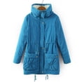 thumbnail image 4 of IROINID Women's Mid-Length Anorak Jacket Coat Solid Color Long Sleeve Buttons Pockets Coat Plus Fleece Jacket Outwear Top, Blue, 4 of 9