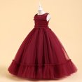 thumbnail image 4 of RXIRUCGD 2025 Vêtements d'Été pour Enfants Robe de Princesse Sans Manches Col Rond Couleur Unie Brodée Exquise Perles Robe de Soirée Robe de Banquet, 4 of 8