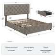 thumbnail image 2 of Queen Size Upholstered Platform Bed Frame with 4 Storage Drawers – Adjustable Diamond Tufted Linen Headboard – No Box Spring Needed – Modern Bedroom Furniture – Light Grey (YS188-4), QUEEN, 2 of 34