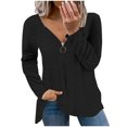 thumbnail image 1 of Timegard Hauts Grande Taille pour Femmes Col en V Fermeture Éclair Œillet Manches Longues Blouse Tunique Décontractée Habillée, 1 of 6