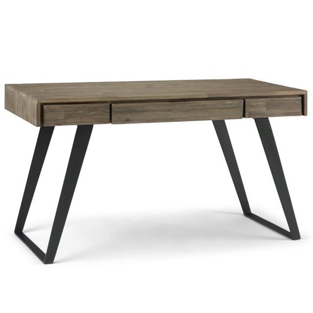 Allora Solid Acacia Wood Writing Desk in Gray