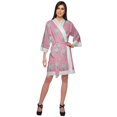 thumbnail image 2 of Moomaya Cotton Printed Robe For Women Kimono Getting Ready Bridesmaid Lace Robes, 2 of 6