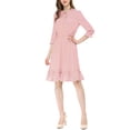thumbnail image 2 of INSPIRE CHIC Women's Layered Ruffle Hem 3/4 Sleeves Smocked Chiffon A-Line Dress XL Pink, 2 of 8