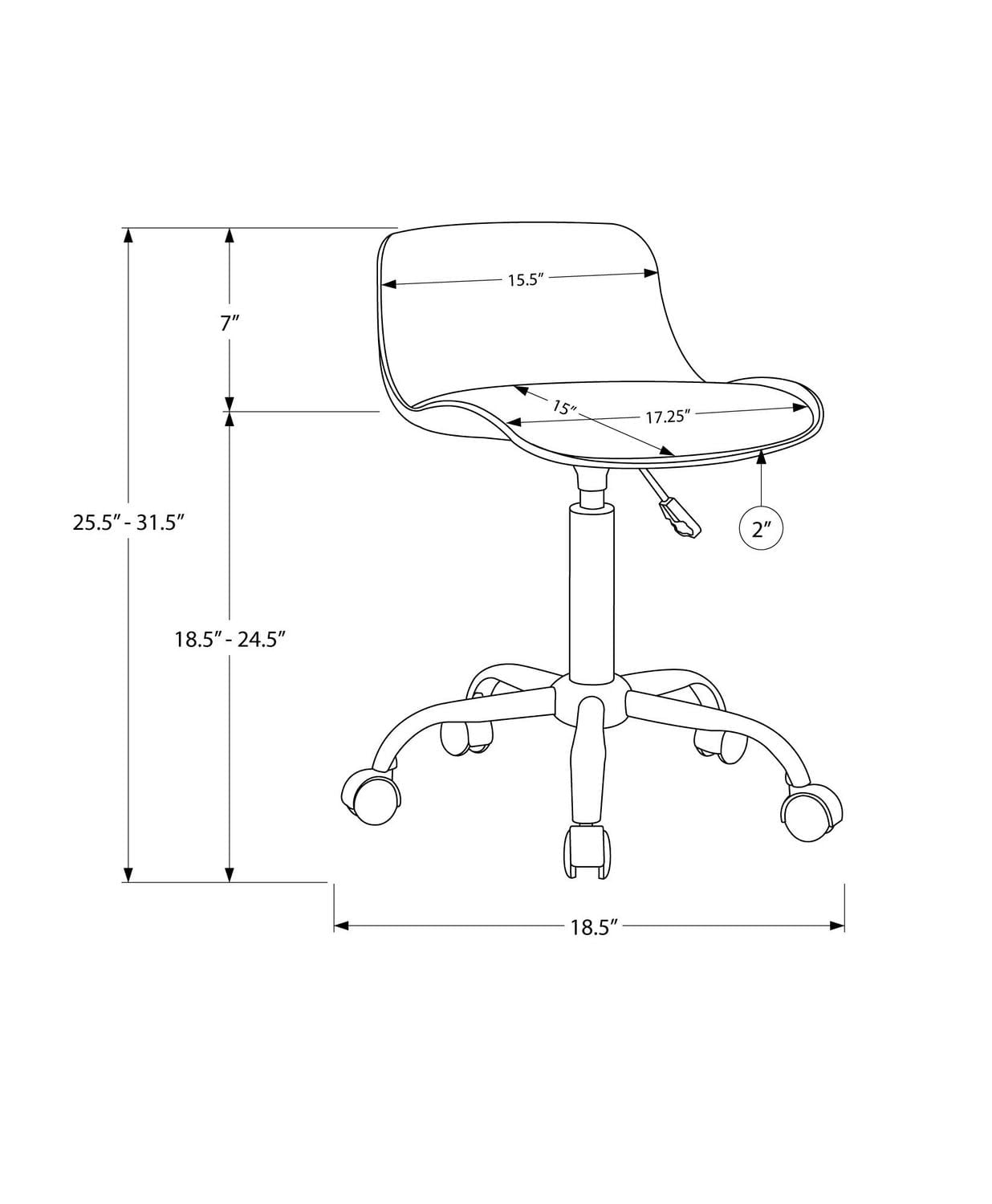 Monarch Specialties Office Chair, Adjustable Height, Swivel, Ergonomic, Computer Desk, Work, Juvenile, Metal, Pu Leather Look, Grey, Contemporary, Modern