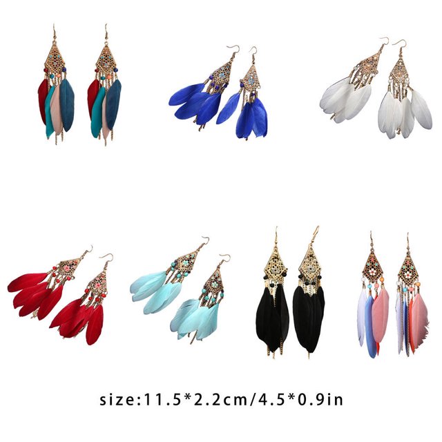 Feathers Earrings Long Drop Dangle Easy Matching Multicolor Classical Comfortable Modern Style Ear Pendants for Women Jewelry white