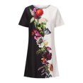 thumbnail image 4 of Robes à Manches Courtes pour Femmes, Teinture sur Nœuds Floral, Col en V, Robe Midi Évasée, Été, Décontractée, Coupe Ample, Robe à Enfiler Longueur Genou, 4 of 6