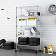 thumbnail image 3 of BestOffice FDW 30"x14"x60" 5-Tier Wire Shelving Unit, Casters, Adjustable Metal Storage Rack, Heavy-Duty Steel for Kitchen, Pantry, Garage, Chrome, 3 of 6