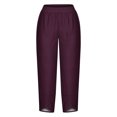 thumbnail image 4 of Timegard Plus Size Pants for Women Elastic Waist Solid Color Comfy Fall Casual Crop Pants with Pockets, 4 of 5