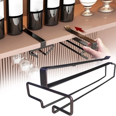 Under Cabinet Rack for Glasses Space-Saving Stemware Holder and Hanging Glass Organizer for Bar and Kitchen Countertop
