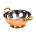 thumbnail image 3 of Steel Copper Hammered Design Kadhai Wok With Brass Bottom & Handles - 1000ml, Brown | Tableware Serveware Dishware For Home, Hotel & Restaurant - Break Resistant, Scratch Resistant, 3 of 5