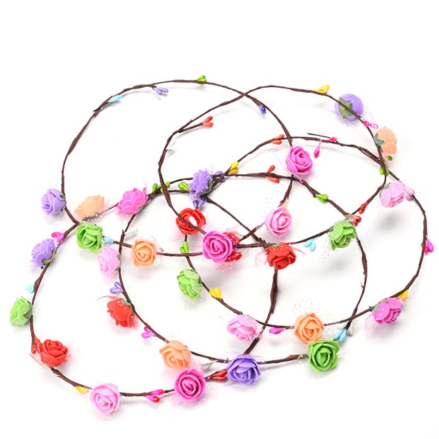 LED Flower Floral Hairband Garland Glowing Wreath Wedding Party Headband