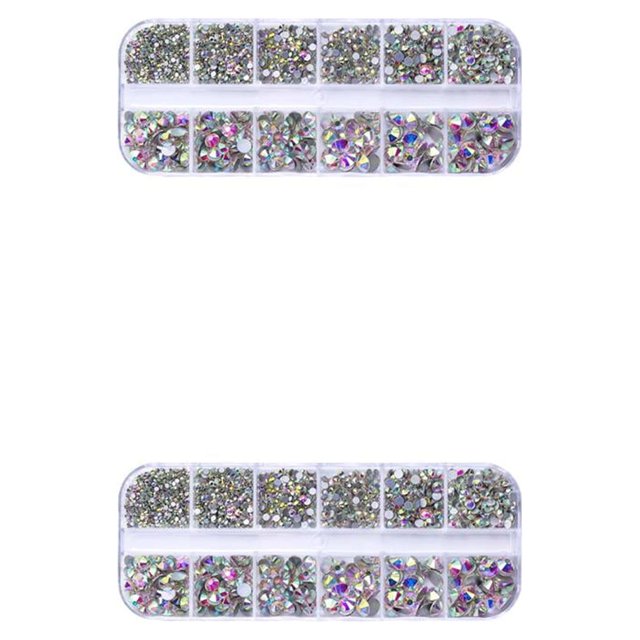 QualitChoice 1 Bag Glass Crystal Special-shaped Eye-catching Flat Bottom Easy to Paste Perfect Match Nail Rhinestones for Mobile Phone 430 White AB 2Set