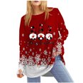 thumbnail image 1 of Hauts de Noël pour Femmes Haut à Imprimé de Noël pour Femmes Col Rond Manches Raglan Manches Longues Haut à Manches avec Passe-Pouce Hauts de Noël pour Femmes, 1 of 5