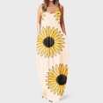 thumbnail image 1 of Lenago Robes d'Été Grande Taille pour Femmes Mode à Bretelles Taille Mi-Haute Col en V Sans Manches à Rayures Imprimé Floral Coupe Ajustée Plage Longue Robe Été Robes de Plage en Liquidation, 1 of 5