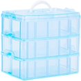 thumbnail image 1 of EIGTHTAIL Casewin 3 Tier Blue Transparent Plastic Stackable Storage Box - Adjustable Compartment Slots - Max 30 Compartments - Container for Storing & Organising Toys  Jewellery  Beads  A, 1 of 7