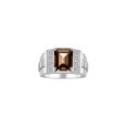 thumbnail image 1 of RYLOS Men's Rings Sterling Silver Designer Style 10X8MM Emerald Cut Shape Gemstone & Diamonds Smoky Quartz June Birthstone Rings For Men Size 13, 1 of 4
