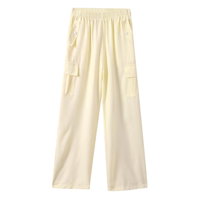 GDREDA Girls Wide Leg Pants Children Pants Ice Silk Overalls Children Summer Pants Spring Pants