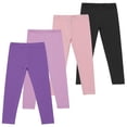 thumbnail image 4 of YUNAFFT Girls Stretchy Soft Leggings 3-12Y 4-Pack Lycra Spandex Pure Color Breathable Base Layer Pants, 4 of 9