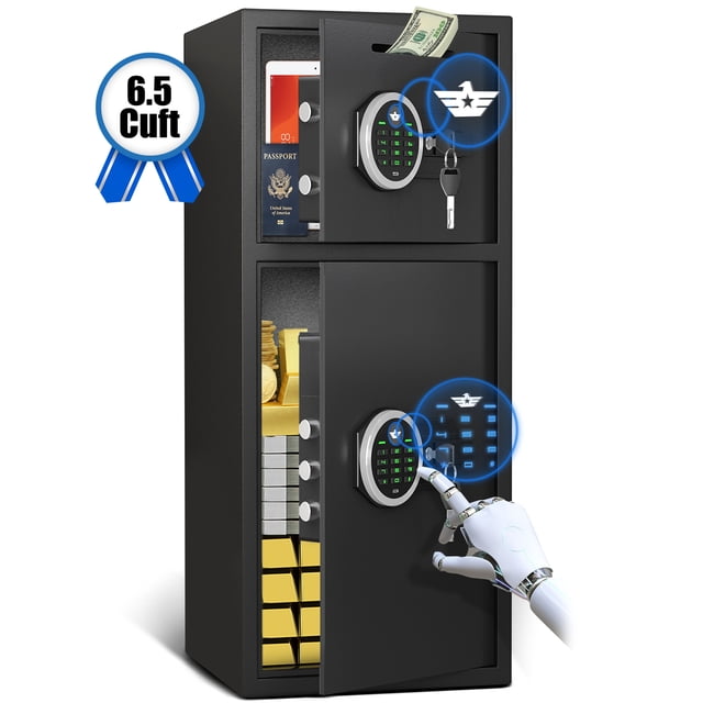 6.5 Cub Heavy Duty Safe Box with Dual Alarm System, Deposit Slot and Backlit Keyboard, Ideal for Home, Office, Hotel