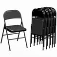 thumbnail image 1 of HOMCOM Chaises Pliantes en Métal avec Coussin en Lin Chaises Pliables Noir, 1 of 9