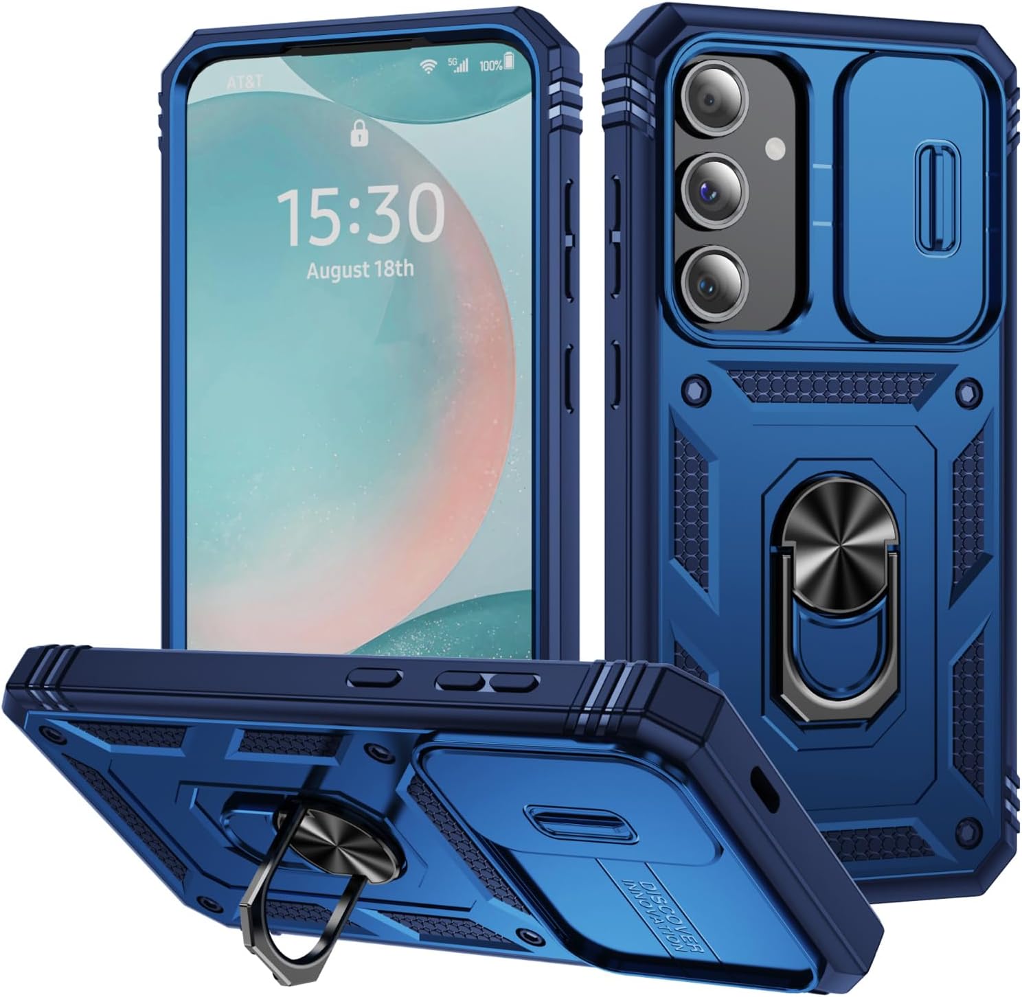 HCTian Military Grade Case for Samsung Galaxy S24 FE Case S24 FE Case with Kickstand Ring Holder Slide Camera Cover Protection Shockproof Case for Galaxy S24 FE Phone Case