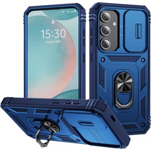 HCTian Military Grade Case for Samsung Galaxy S24 FE Case S24 FE Case with Kickstand Ring Holder Slide Camera Cover Protection Shockproof Case for Galaxy S24 FE Phone Case