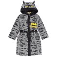 thumbnail image 1 of DC Comics Batman Boys Grey Stylised All-Over Print Logo Body & 3D Hood Bathrobe (11-12 Years), 1 of 7