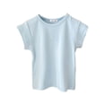 thumbnail image 1 of Sunnyoo Toddler Girls T-Shirt Solid Short Sleeve Cotton Ribbed T Shirt, Sizes 1-2Y, 1 of 3