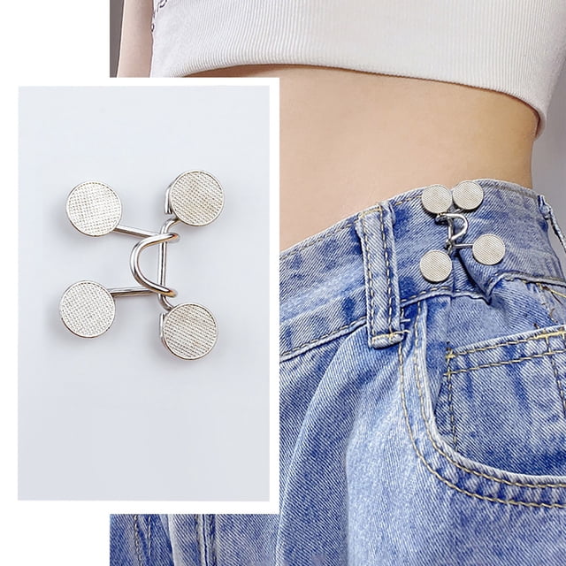 DIY Knitting Project Practical Pant Waist Tightener Button Clip for Jeans No Sewing Easy Install Adjustable Fit Reusable