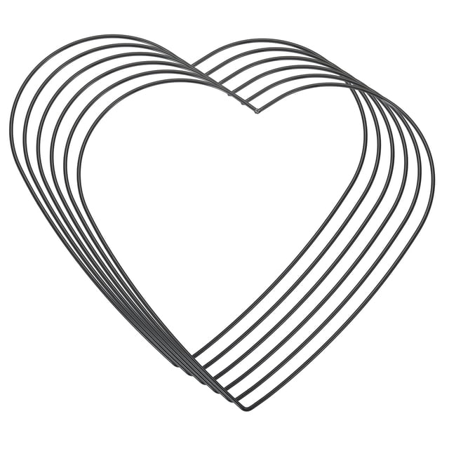 Unique Bargains 9.8' Heart Dream Catcher Rings, 6 Pcs Metal Macrame Wreath Floral Ring Hoop, Black