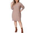 thumbnail image 2 of Robe Chandail Grande Taille GRACE & GRANDEUR pour Femmes à Manches Longues en Tricot, Chandail Court, Robes Chandail Armée 1X Kaki, 2 of 6