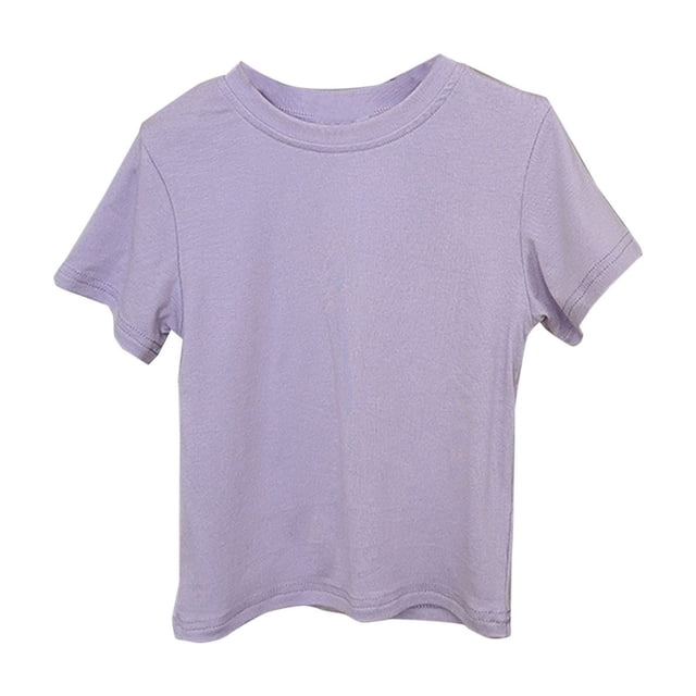 HVOBBTY T-Shirt Classique à Manches Courtes pour Tout-Petit, T-Shirt Ample Uni pour Enfants Garçon Fille à Manches Courtes, Blouses à Col Rond Style Western Haut Violet, 100