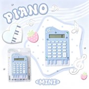 Lisbinx Mini Student Calculator 8-Digit Display Retro Piano Style, Plastic Pocket Calculator with Non-Slip Back, Pre-Installed Button Battery, 1 Count (Pink/Blue/Black)