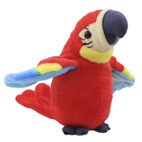 maytalsory Talking Parrot Coated Surface Exquisite Plush Toy Long-lasting Flexible Bird Toys with Battery Power Supply for Baby Good Gifts Red