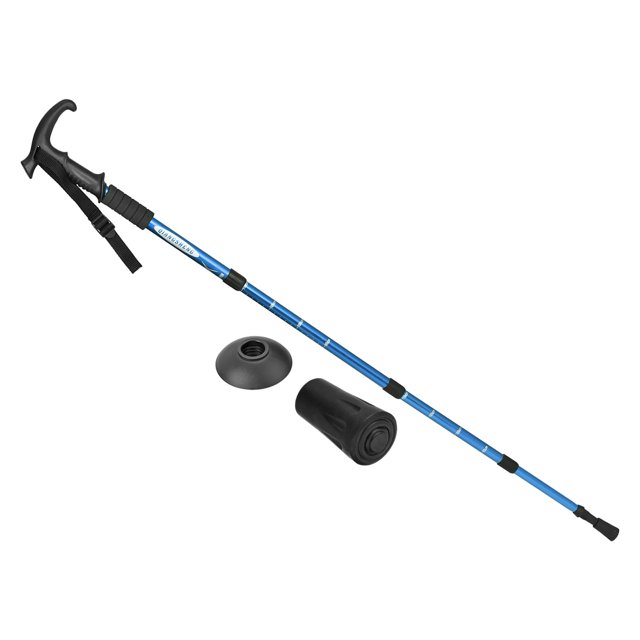 Unique Bargains Trekking Poles Collapsible Telescopic Hiking Pole 43 Inch T Handle, Blue