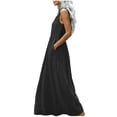 thumbnail image 4 of Kyusrd Robe Maxi pour Femmes Robe d'Été Débardeur Robe Sans Manches Robe Soleil Col en V Fluide Ligne A Longue avec Poche, 4 of 7