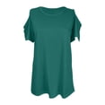 thumbnail image 4 of Off the Shoulder Shirts for Women Summer Short Sleeve Solid Color Tank Top Ladies Plus Size Beach Flowy Tees Blouse (X-Large, Green), 4 of 6