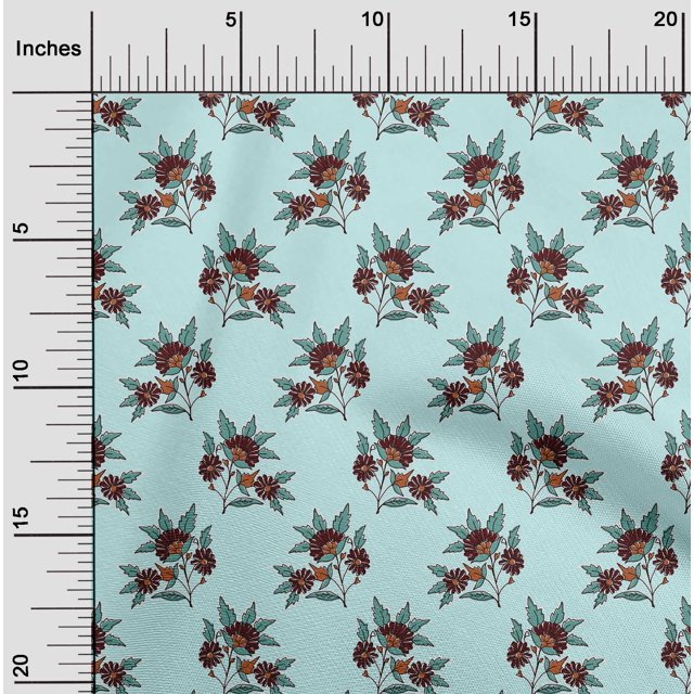 oneOone Silk Tabby Fabric Leaves & Floral Block Decor Fabric Printed BTY 42 Inch Wide