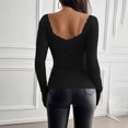 thumbnail image 5 of Timegard Going out Tops for Women Ribbed Lace Square Neck Slim Comfy Long Sleeve Shirts Tops Trendy, 5 of 5