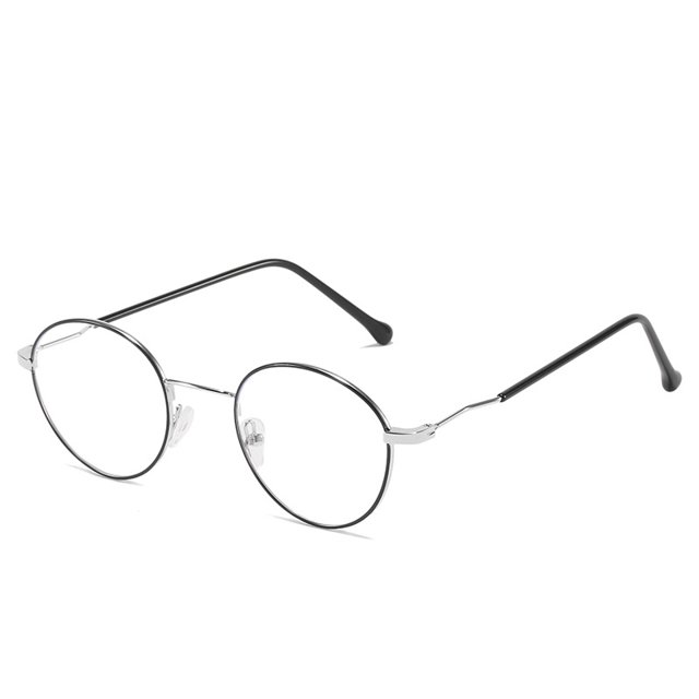 CAROOTU Monture Ronde en Métal Lunettes Plates à Lumière Bleue Changeant de Couleur Mode Simple