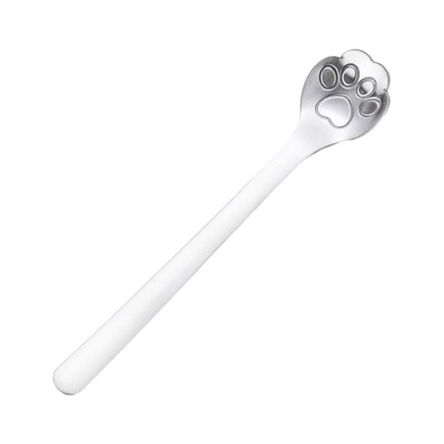 Redempat Cute Tea Spoon Exquisite Stainless Steel Spoon For Tea Drinking Teaware cat paw silver 1 1Set