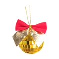 thumbnail image 1 of Rose Gold 2 Inches Rose Gold Christmas Ball With Bow Flocked Ornament For Christmas Tree, 1 of 6