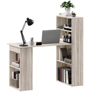 CoSoTower Bureau d'ordinateur avec stockage, PC Table avec bibliothèque pour bureau à domicile, salle d'étude, chêne