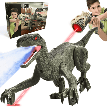 GRM 2.4G Remote Control Dinosaur Toys for Kids, Electronic RC Toys Velociraptor with 3D Eye Shaking Head &Roaring Sounds, Dinosaurs Toys for Boys 4 6, Toys for Boys 3 6 Years